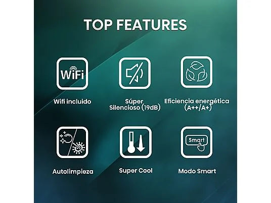 Aire acondicionado Split 1 x 1 - Hisense KC35 Smart Clima, 3000 fg/h, Wi Fi, Autolimpieza, Blanco